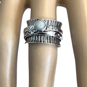 Mystical Moonstone Spinner Ring Meditation Gemstone Minimalist Boho